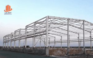 Modern pre-engineered steel building structure ideal for commercial use.